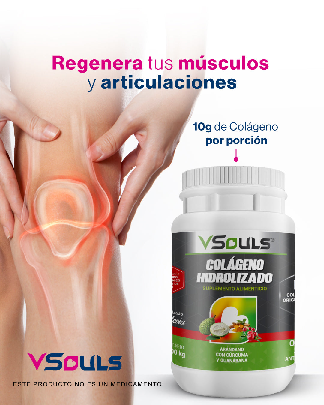 Colágeno Hidrolizado VSouls Arándano Con Cúrcuma, Guanábana Y Bayas De Goji