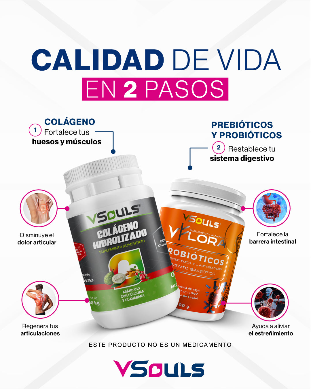 Colágeno Hidrolizado VSouls Arándano Con Cúrcuma, Guanábana Y Bayas De Goji