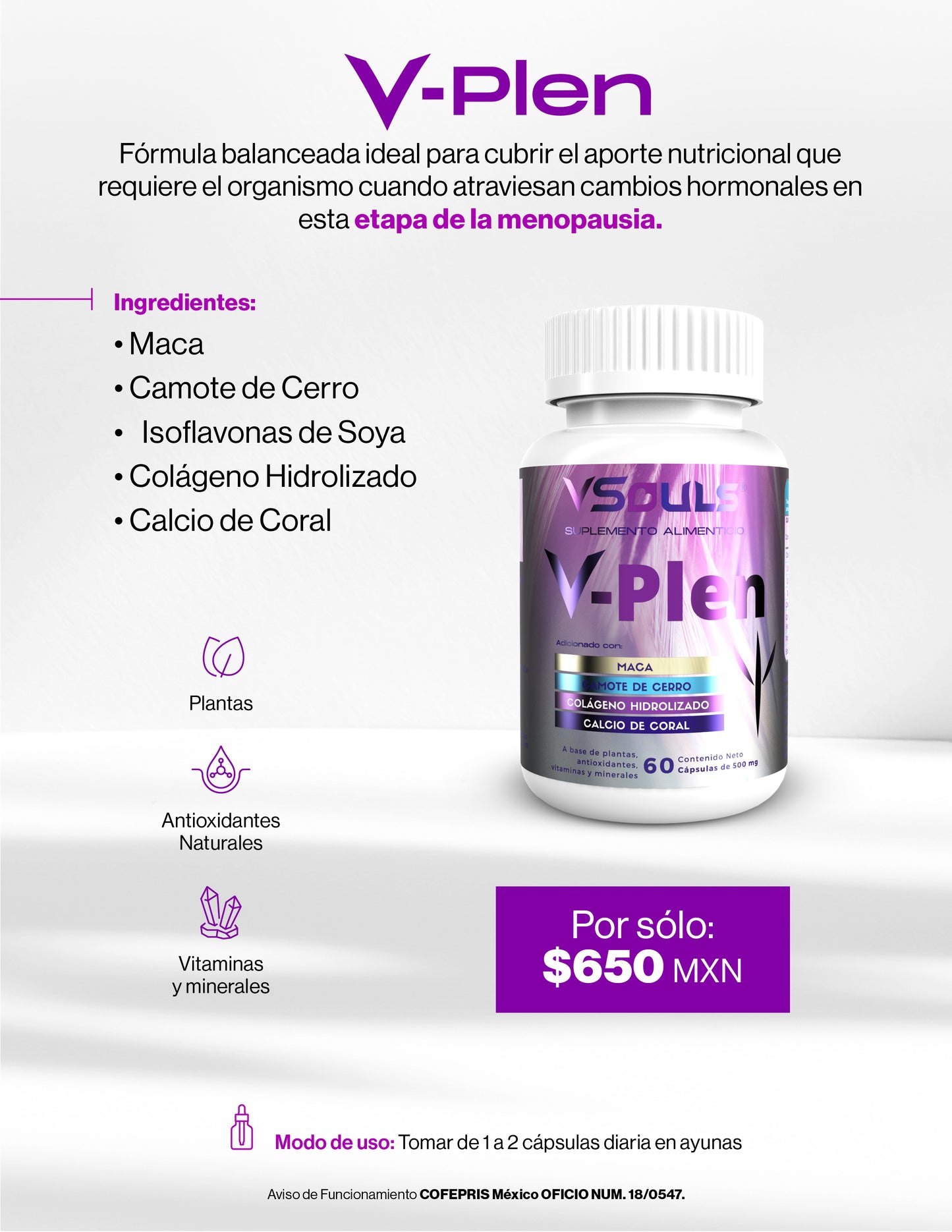 V-Plen Vsouls: Soporte Integral para la Menopausia y Bienestar Femenino
