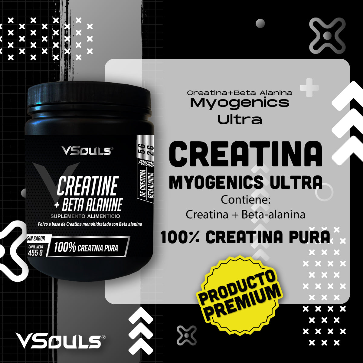 Creatine + Beta Alanine Vsouls: Potencia tu Rendimiento y Gana Masa Muscular Magra
