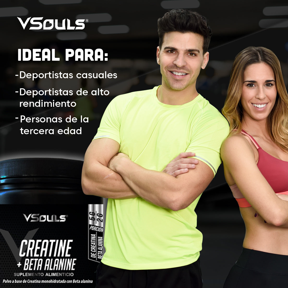 Creatine + Beta Alanine Vsouls: Potencia tu Rendimiento y Gana Masa Muscular Magra