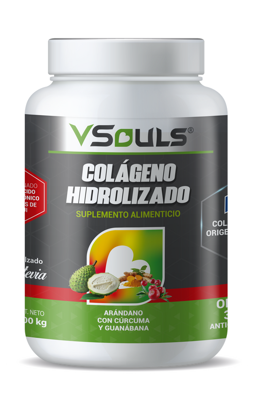 Colágeno Hidrolizado VSouls Arándano Con Cúrcuma, Guanábana Y Bayas De Goji